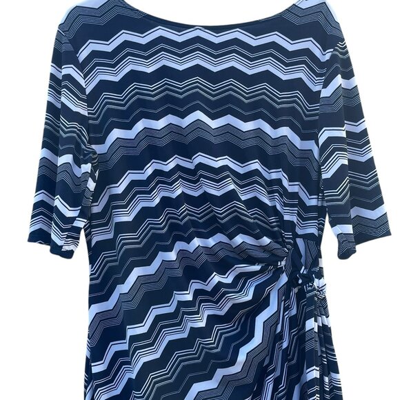 Karin Stevens Navy/White Chevron Knee Length Dress Size Large - Picture 7 of 10